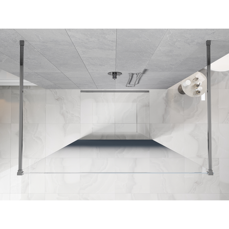 Mexen Kioto laisvai stovinti dušo pertvara 140 x 200 cm, ombre mėlyna 8 mm, chromas - 800-140-002-01-46