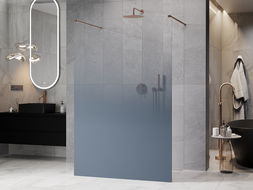 Mexen Kioto laisvai stovinti dušo sienelė 150 x 200 cm, melsva ombre 8 mm, šlifuotas varis - 800-150-002-65-46