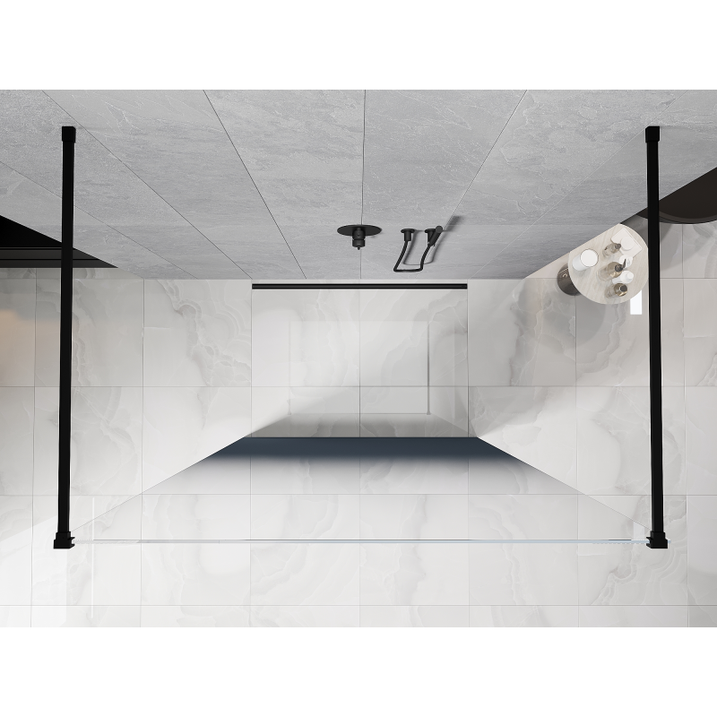 Mexen Kioto laisvai stovinti dušo sienelė 100 x 200 cm, ombre mėlyna 8 mm, juoda - 800-100-002-70-46