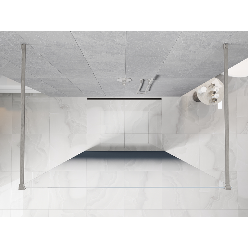 Mexen Kioto laisvai stovinti dušo sienelė 120 x 200 cm, mėlyna ombre 8 mm, šlifuotas nikelis - 800-120-002-97-46