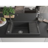 Mexen Elias 1-skyriusio granitinė plautuvė su nutekėjimu ir virtuvės maišytuvu Duero, juoda dėmėta - 6511-76-671600-76