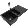 Mexen Matias 1,5 skylių granito kriauklė su nusausintuvu ir Telma virtuviniu maišytuvu, juoda - 6502-77-670200-70-B
