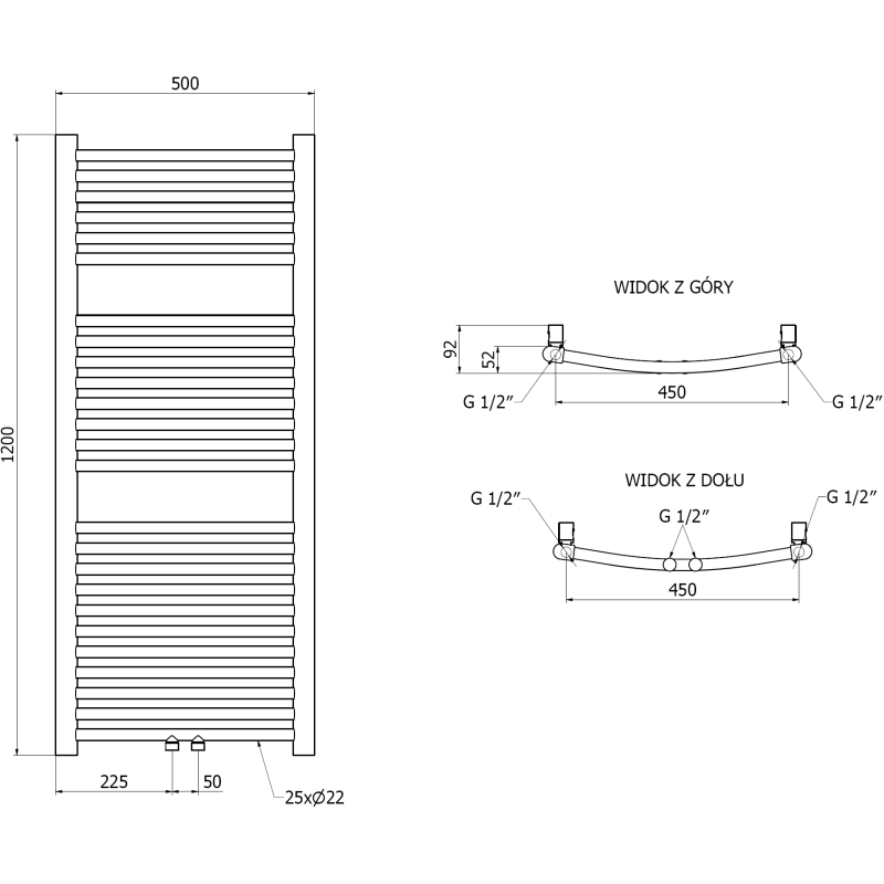 Mexen Ares vonios kambario radiatorius 1200 x 500 mm, 420 W, auksinis - W102-1200-500-00-50