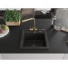 Mexen Vito granito plautuvė 1-skyrius su virtuvės maišytuvu Duero, juoda/aukso metalas - 6503-75-671600-50-B