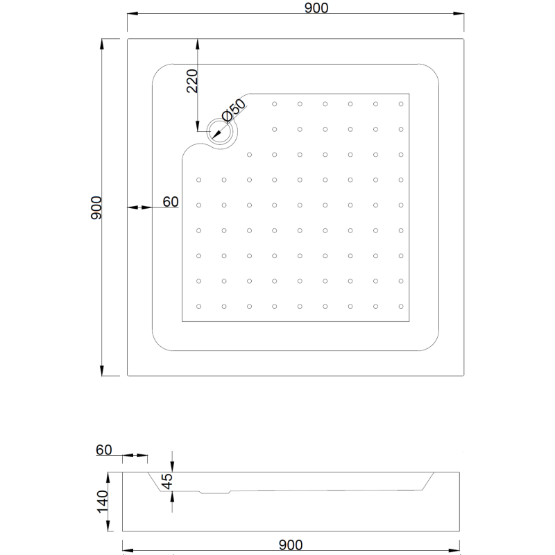 Mexen Rio kvadratinė dušo kabina 90 x 90 cm, permatoma, juoda + dušo padėklas, baltas - 860-090-090-70-00-4510