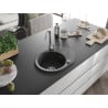 Mexen Kevin vienguba granitinė plautuvė su džiovykle 586 x 458 mm, Juodai dėmėtas, sifonas chromo - 6517581005-76