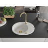 Mexen Kevin granitinė vienos sekcijos kriauklė su nutekėjimu 586 x 458 mm, balta, auksinis sifonas - 6517581005-20-G