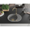 Mexen Kevin granitinė kriauklė su nutekamąja dalimi, 1 skyrius, 586 x 458 mm, pilka, aukso sifonas - 6517581005-71-G