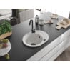 Mexen Kevin vienguba granitinė plautuvė su džiovykle 586 x 458 mm, Balta, sifonas Juoda - 6517581005-20-B