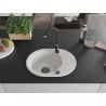 Mexen Kevin granito kriauklė, 1 skyrius, su lašėjimo plokšte, 586 x 458 mm, balta, juodas sifonas - 6517581005-20-B