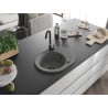 Mexen Kevin vienguba granitinė plautuvė su džiovykle 586 x 458 mm, Pilka, sifonas Juoda - 6517581005-71-B
