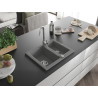 Mexen Carlos 1,5 kamerų granitinė plautuvė 582 x 475 mm, pilka, chromuotas sifonas - 6518581500-71