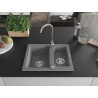 Mexen Carlos 1,5 kamerų granitinė plautuvė 582 x 475 mm, pilka, chromuotas sifonas - 6518581500-71