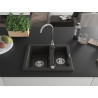 Mexen Carlos granito plautuvas su 1,5 dubenimis 582 x 475 mm, juoda/auksinis metalikas, chromuotas sifonas - 6518581500-75