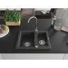Mexen Carlos granito kriauklė 1,5 kamerų 582 x 475 mm, juoda su taškučiais, chromas sifonas - 6518581500-76