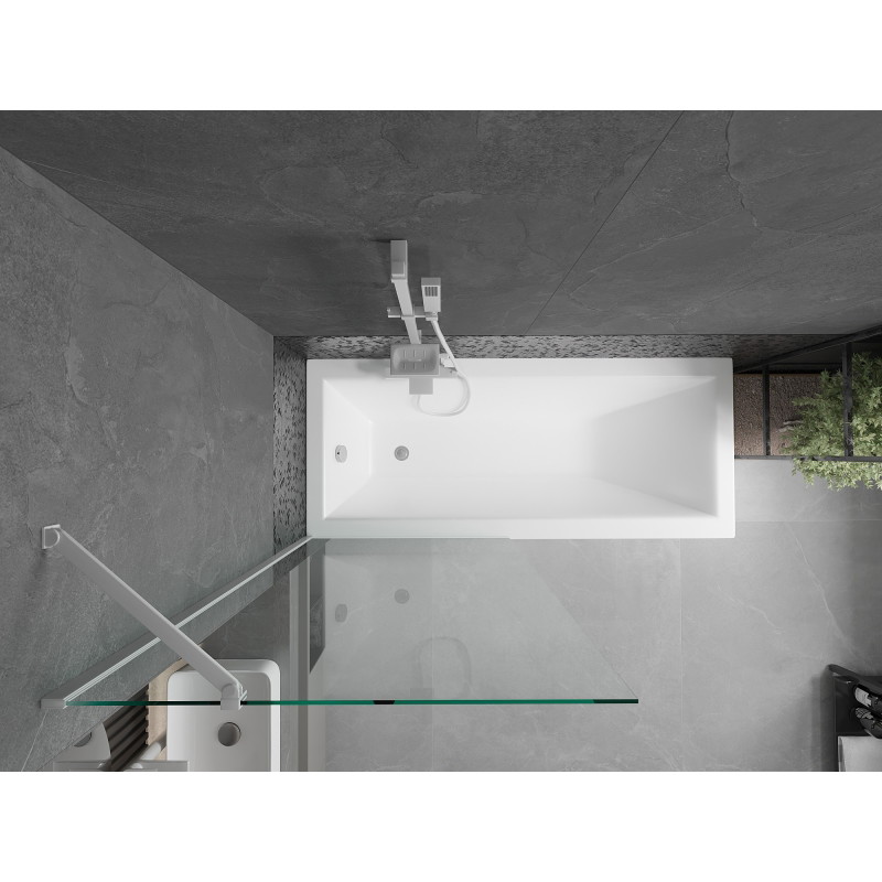 Mexen Next 1-sparnis vonios ekranas 80 x 150 cm, skaidrus, baltas - 895-080-000-00-00-20