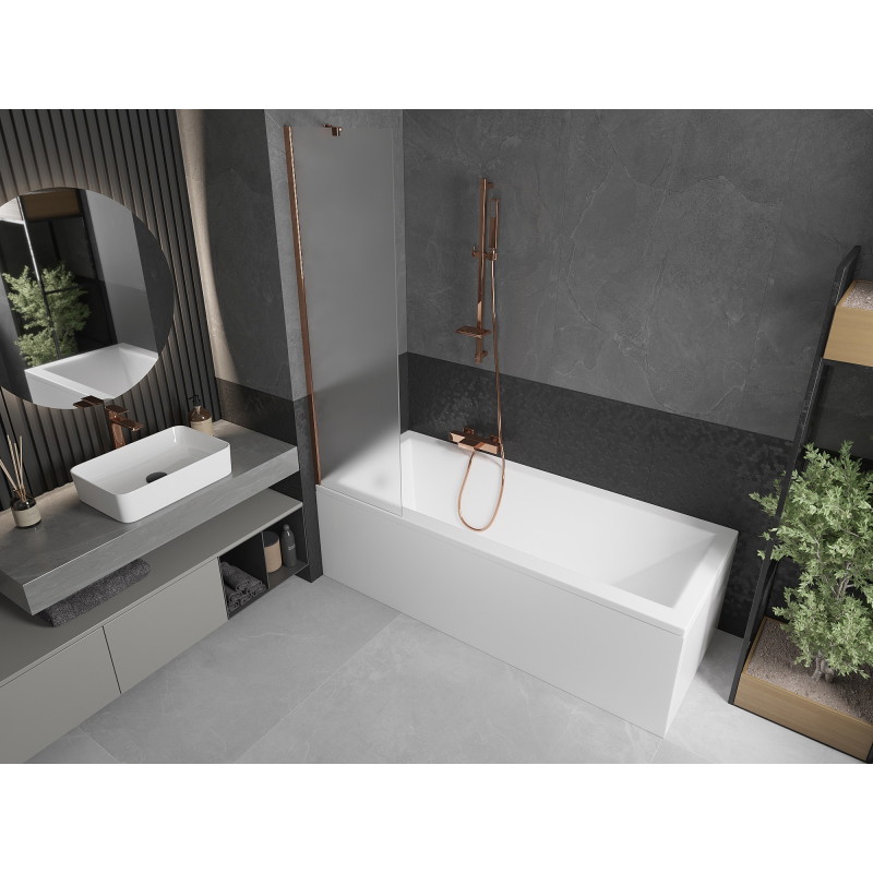 Mexen Next vieno sparno vonios uždanga 50 x 150 cm, matinė, rožinis auksas - 895-050-000-00-30-60