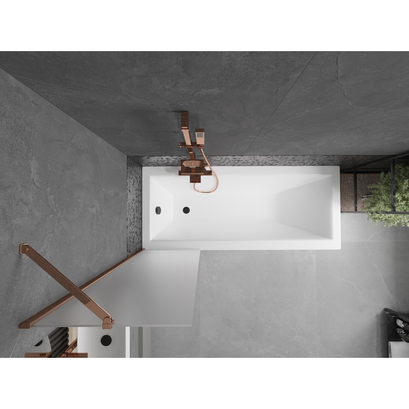 Mexen Next vieno sparno vonios uždanga 50 x 150 cm, matinė, rožinis auksas - 895-050-000-00-30-60
