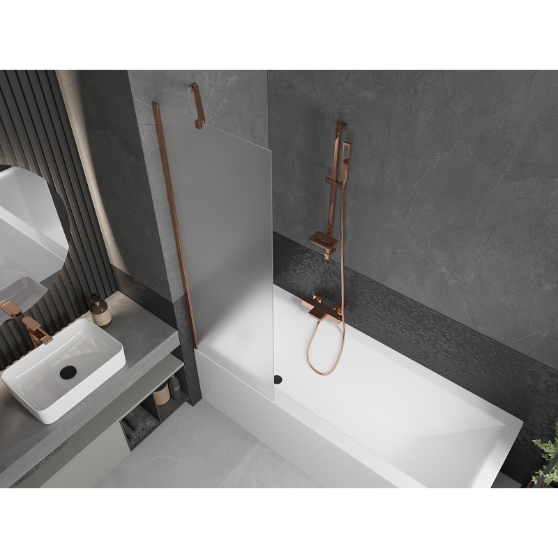 Mexen Next vonia ekrano viengubas 60 x 150 cm, šerkšnas, rožinis auksas - 895-060-000-00-30-60