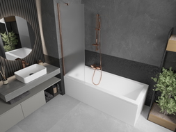 Mexen Next vonia ekrano viengubas 60 x 150 cm, šerkšnas, rožinis auksas - 895-060-000-00-30-60