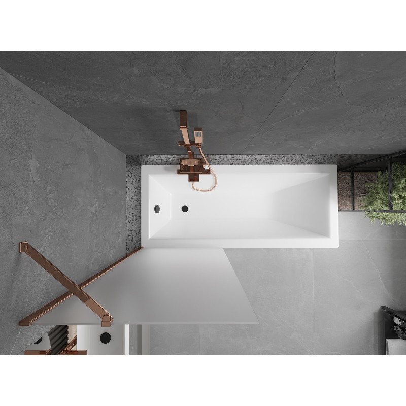 Mexen Next 1-sparnis vonios ekranas 70 x 150 cm, matinė danga, rožinis auksas - 895-070-000-00-30-60