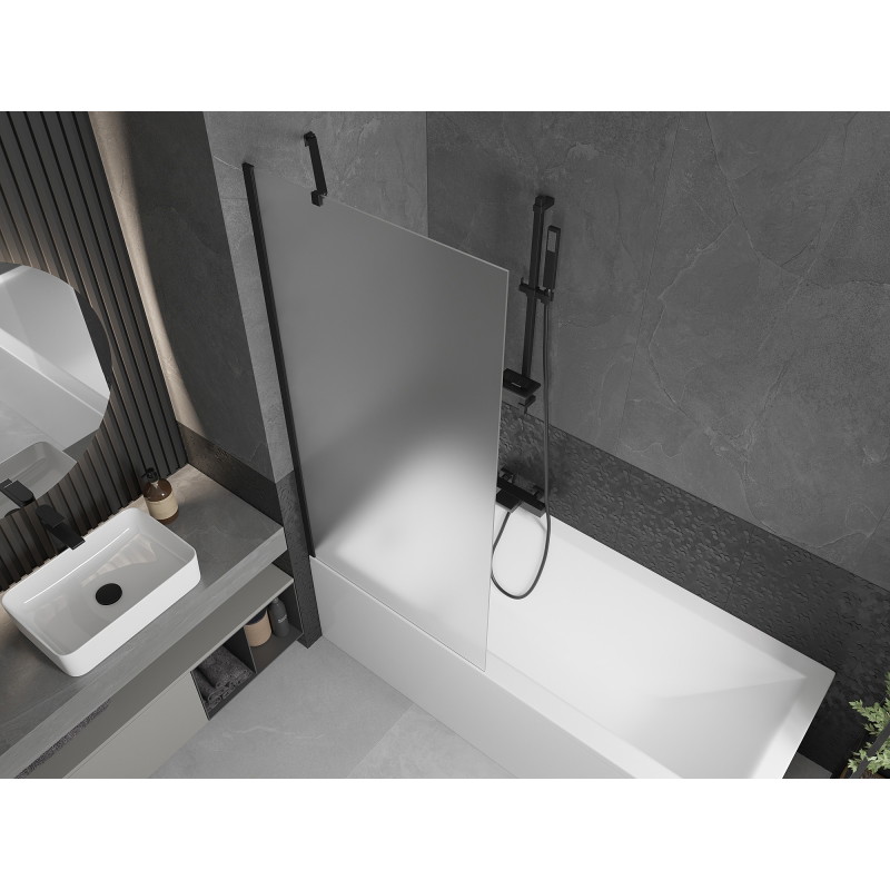 Mexen Next vonios ekranas su vienu skydu 80 x 150 cm, matinis, juodas - 895-080-000-00-30-70