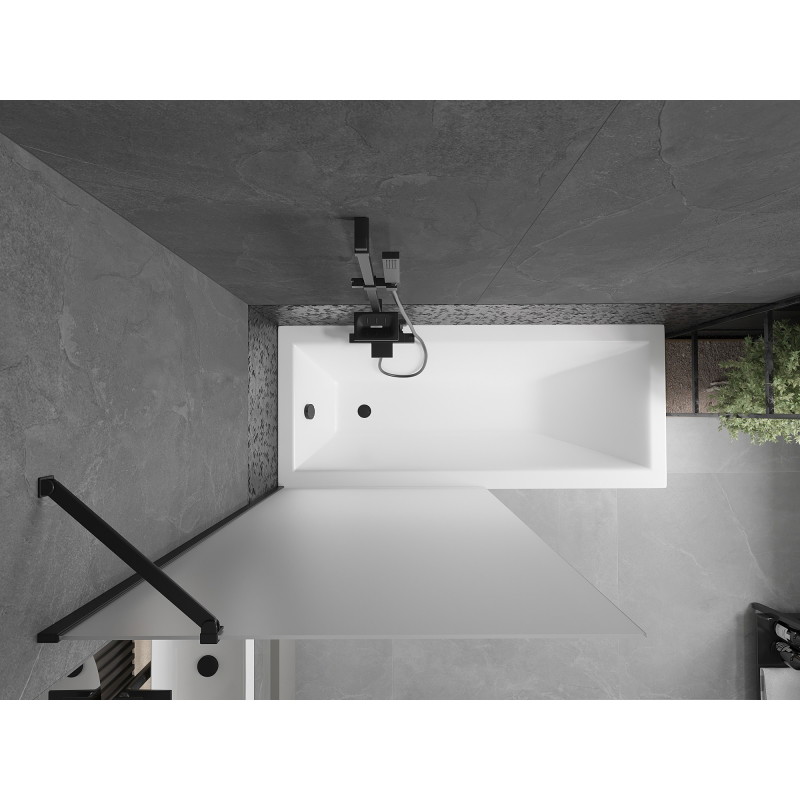 Mexen Next vonios ekranas vienasparnis 90 x 150 cm, matinė, juoda - 895-090-000-00-30-70