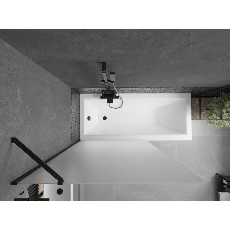 Mexen Next vonios ekranas 1-sparinis 100 x 150 cm, matinė pilka, juodas - 895-100-000-00-30-70