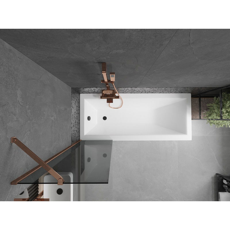 Mexen Next vonios sienelė, 1 durų, 50 x 150 cm, grafitas, rožinis auksas - 895-050-000-00-40-60