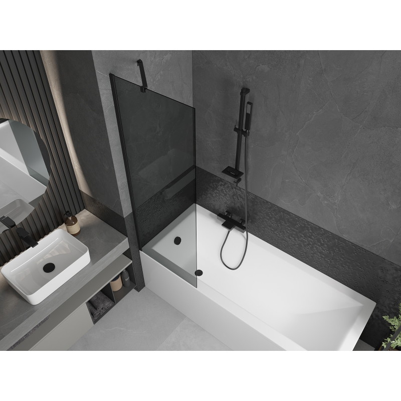 Mexen Next vonios ekrano 1-sparnas 60 x 150 cm, grafito, juodas - 895-060-000-00-40-70