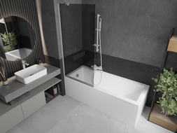 Mexen Next vonios kambario paravanas, 1-duris, 80 x 150 cm, grafitas, baltas - 895-080-000-00-40-20