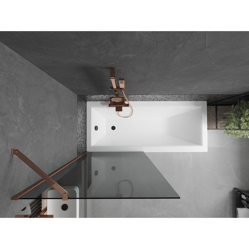 Mexen Next vienos dalies vonios ekrano durys, 80 x 150 cm, grafitas, rožinis auksas - 895-080-000-00-40-60