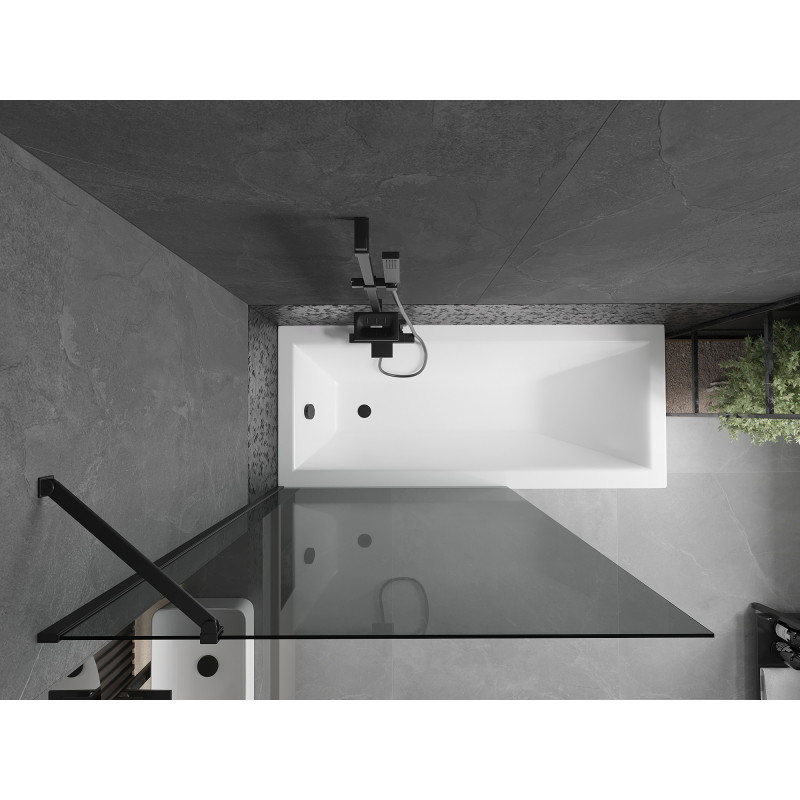Mexen Next 1-durų vonios užuolaida 100 x 150 cm, grafitas, juoda - 895-100-000-00-40-70